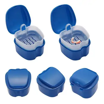 

BellyLady Denture Bath Box Cleaning Teeth Case Dental Retainer Denture Storage Box with Hanging Net Container Denture Boxs