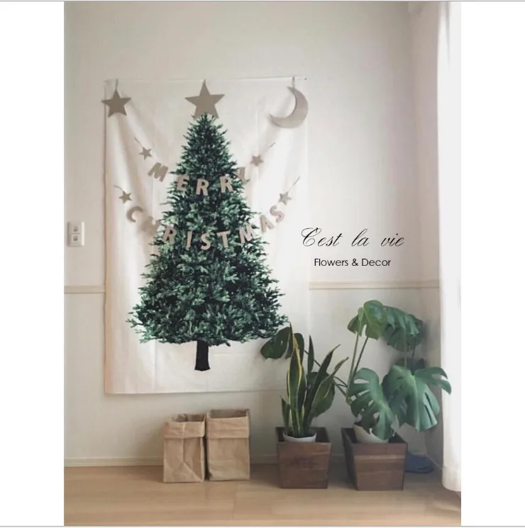 Рождественский гобелен с изображением деревьев, орнамент, винтажный праздничный художественный настенный Декор для дома и спальни, Рождественская елка, брезент из сосны