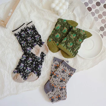 

Autumn Winter Japanese Harajuku Woman Socks Classical Women's Socks Flowers Dress Socks Girl Famale Cute Warm Cotton Funny Socks