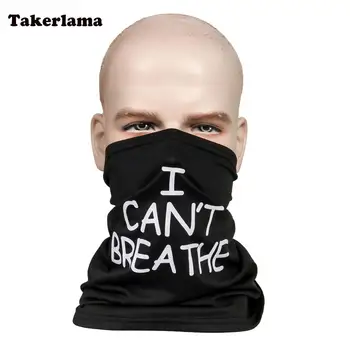 

Takerlama Polyester Half Face Shield Mask I Can't Breathe Printed Scarf Headwear Neck Gaiter Cycling Bandana Black