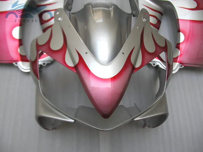 Инжекторный обтекатель комплект Подходит для Honda CBR 600F4i 2001 2002 2003 CBR600F4i 01 02 03 красный пламя в серебре обтекатель комплекты кузова LD38