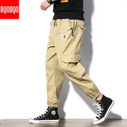 Осень хаки повседневные брюки карго мужские черные хип хоп хлопковые бегущие брюки для фитнеса мужские японские уличные Харадзюку