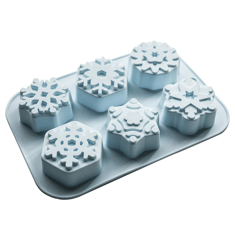 Рождественская серия торт Декор в виде снежинок Форма Fondant(сахарная) тортов силиконовая форма для ручной работы мыло формы 3D 6-Полость DIY шоколадный бисквит пресс-форм