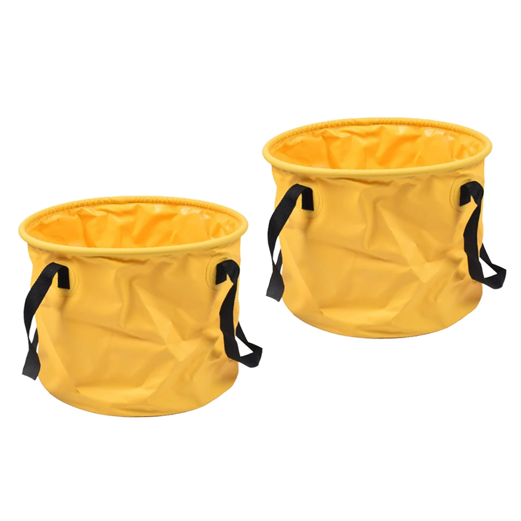 2pcs Folding Fishing Buckets Fishing Pail Fish Bucket Water Carrier Bag Outdoor Hiking Camping Hunting Travel Water Basin