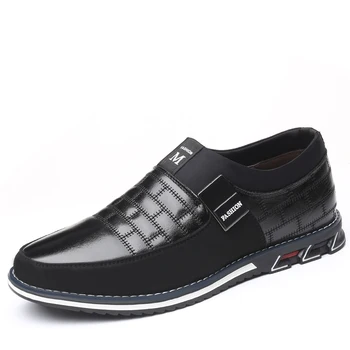 

Genuine Leather Men Casual Shoes Mens Loafers Moccasins Breathable Slip On Black Driving Shoes Plus Size 38-46