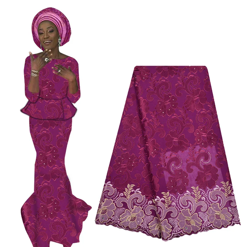 

2019 Latest Swiss Voile Lace African French Cotton Lace Fabric with Beads High Quality Nigerian Voile Lace For Woman Dress