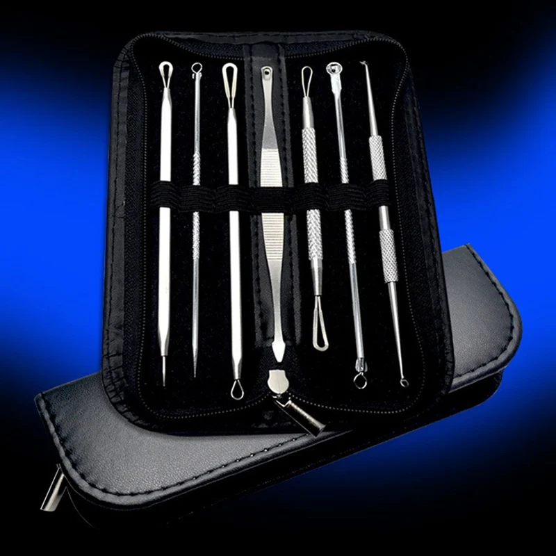 7PCS Blackhead Pimple Blemish Comedone Acne Extractor Remover Tool Set Kit Face Care