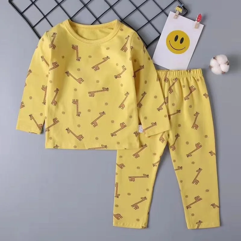 PJC181 giraffe Pyjama Enfant Fashion Pajamas Set Cartoon Baby Girl Clothes Autumn Boys Spiderman Dinosaur Snow white pyjama meisje sleepwear - Цвет: PJC181 giraffe