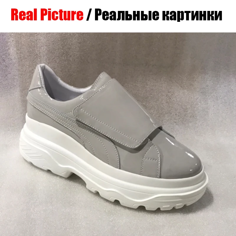 Doratasia/ г., брендовые черные повседневные кроссовки из натуральной кожи на платформе, женская обувь на плоской подошве, женская обувь для отдыха на застежке-липучке, модная обувь на плоской подошве