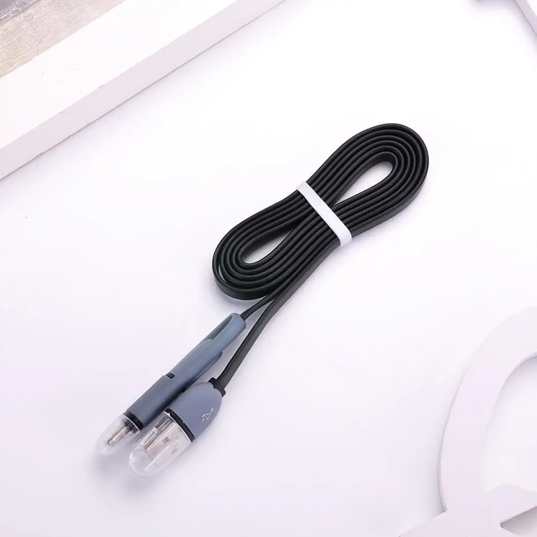 

Practical 2 in 1 Micro USB 1M Type C Adapter Black, White, Orange, Red, Blue Data Charger Charging Cable