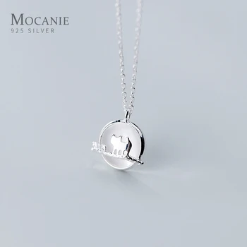 

Mocanie Real 925 Sterling Silver White Opal Cute Cat Round Pendant Necklace for Women Fashion Animal Pendant Fine Jewelry Bijoux