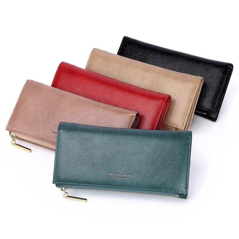 

European and American women's wallet, three-fold multi-card position, large-capacity clutch bag, long zipper bag, coin purse