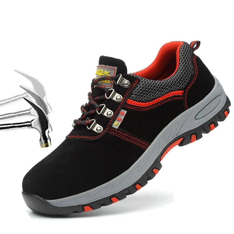

Work Safety Boots For Men Casual Sneakers Slip-on Steel Toe Shoes Breathable Hiking Shoes Safety Shoes Puncture-proof Men Shoes
