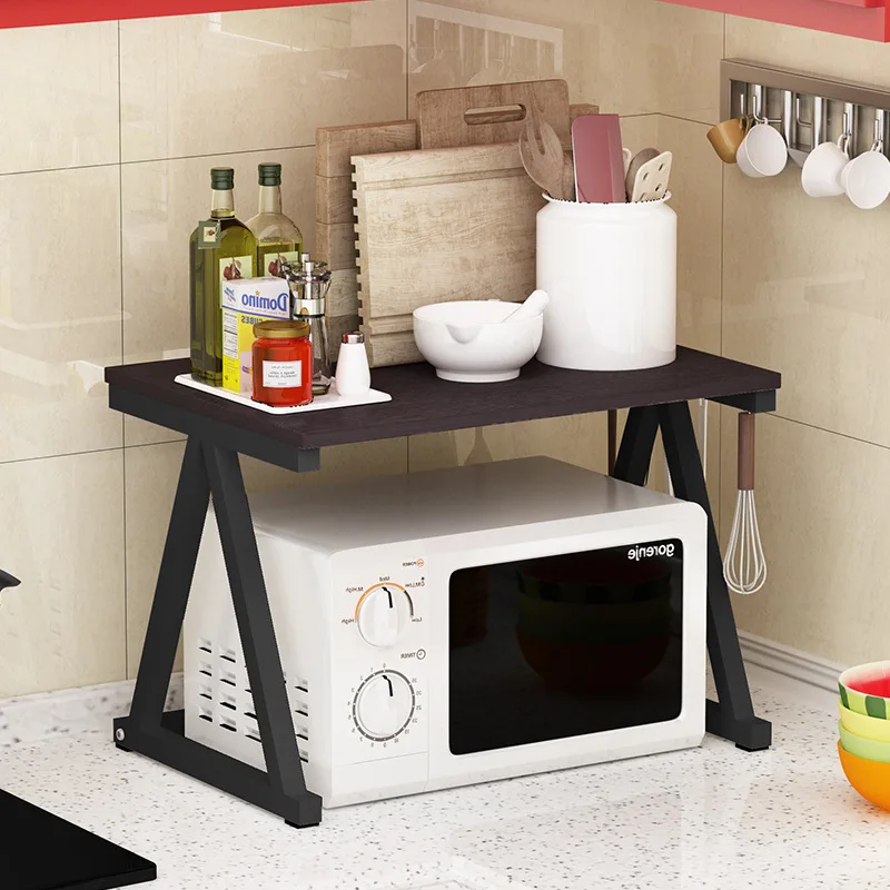 A shape frame color4 Кухонная стойка крепление под микроволновую печь простой 2 ярусный кухонный стеллаж для хранения приправа горшок миска и тарелка полка для хранения - Цвет: A shape frame color4