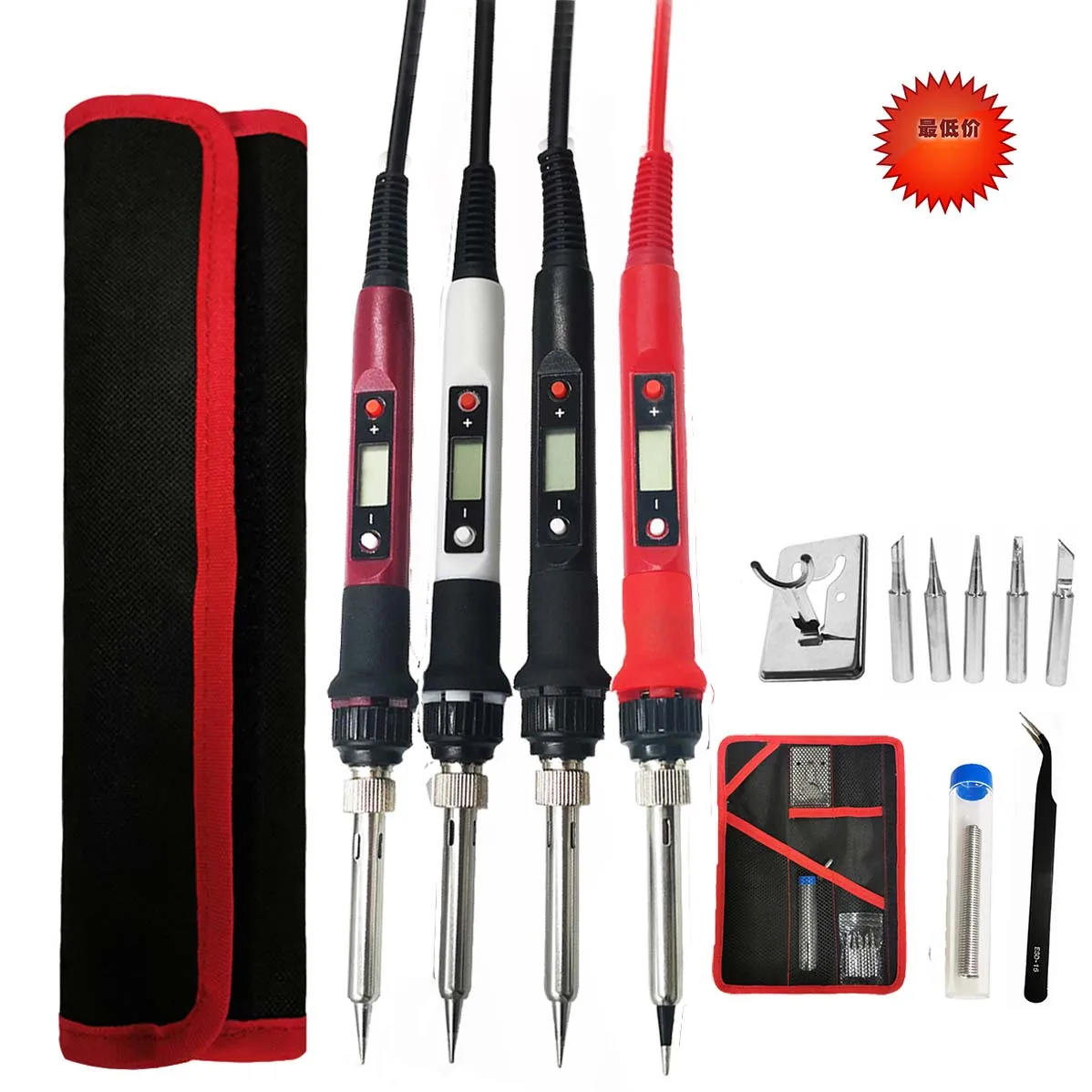 80W Digital Electric Soldering Iron Kit Set Temperature Adjustable 220V 110V  Welding Tool  Ceramic Heater Soldering Tips Rework