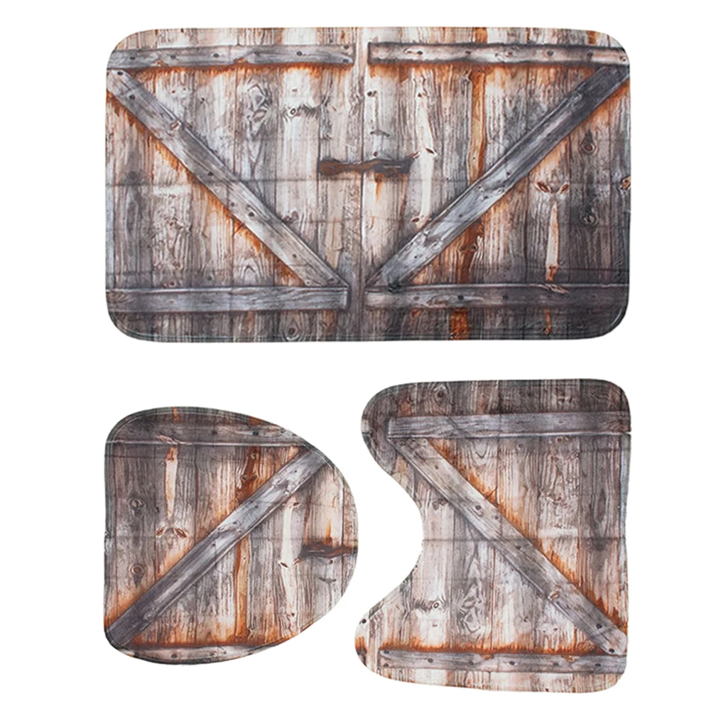 3 шт. товары для дома, декор для ванной комнаты, водопоглощающий нескользящий коврик с принтом, крышка для унитаза, набор, моющийся коврик для ванной комнаты из полиэстера