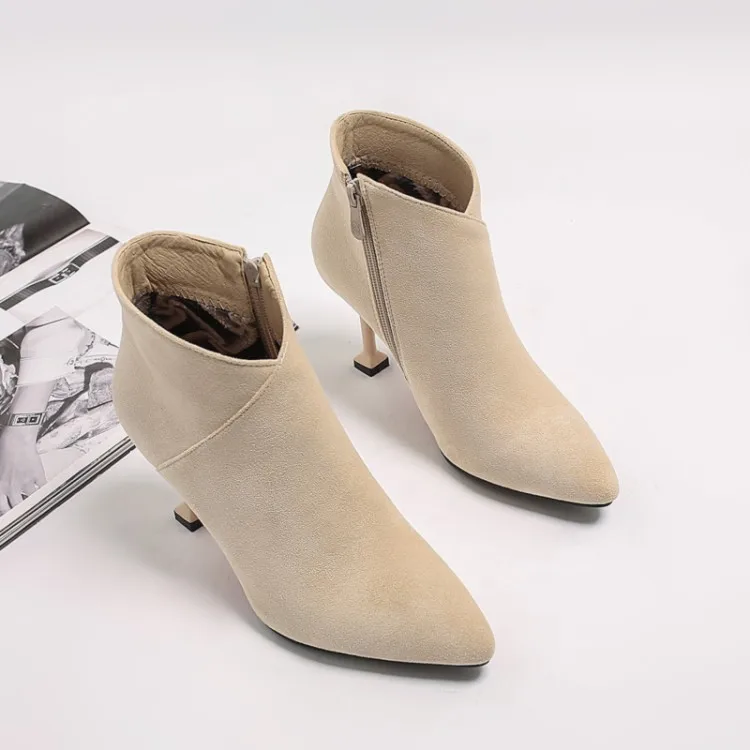 

Big Size 9 10 11 12 boots women shoes ankle boots for women ladies boots shoes woman winter Side zipper tapered heel