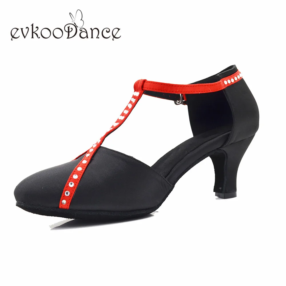 6cm heel Сатиновые туфли для латинских танцев; высота каблука 6 см; Zapatos De Baile; цвет черный, красный; для женщин; размеры США 4-12; NL326 - Цвет: 6cm heel