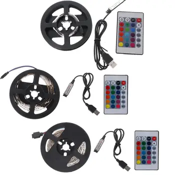 

DC 5V USB 30 LED/m 5050 RGB Non Waterproof Flexible LED Strip Light TV Back Lighting+24 Key Remote