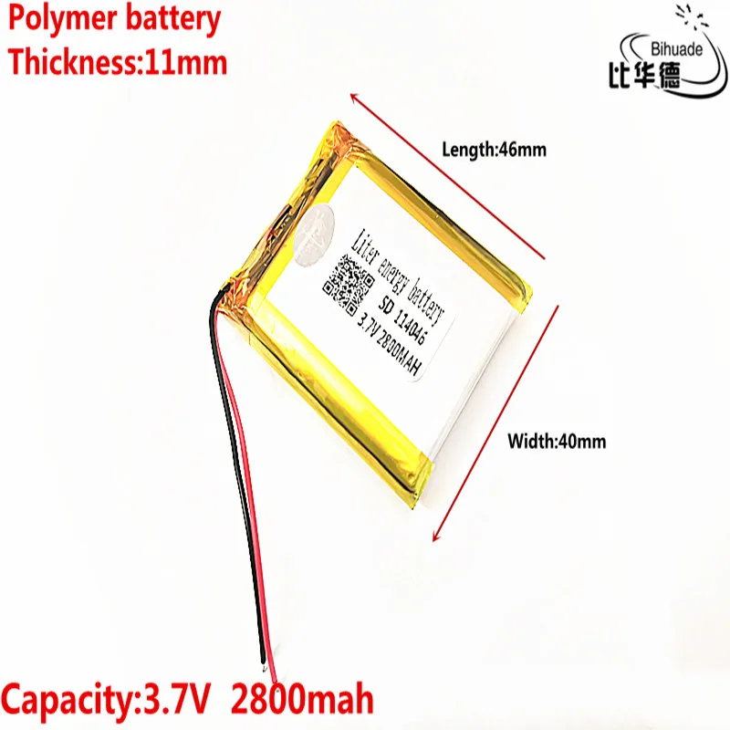 Литиевая батарея хорошего качества 3,7 V, 2800mAH 114046 полимерный литий-ионный/литий-ионный аккумулятор для планшетных ПК банк, gps, mp3, mp4