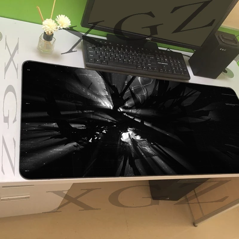 XGZ крутой черный фон текстура большой игровой коврик для мыши Блокировка края