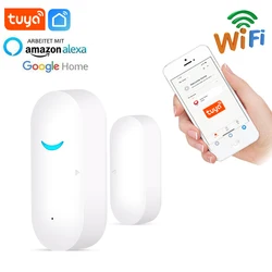 Capteur de porte connecté Tuya, détecteur d'ouverture/fermeture de porte, wi fi, alarme domestique, Compatible avec Alexa, Google Home, application Tuya aubess 