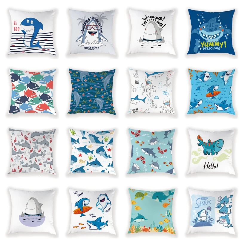 Narwhal Coussin чехол для подушки скандинавский океан компас с акулой лодка подушки для сиденья белый чехол для подушки домашний диван декодер Cojines