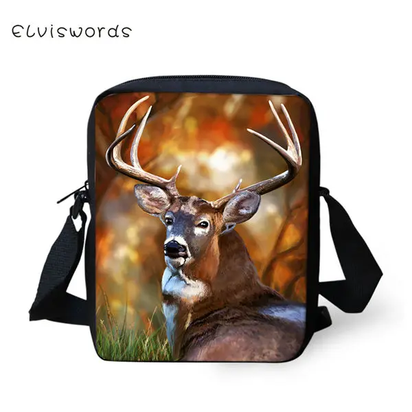 CDWX3876E ELVISWORDS/женские модные сумки-мессенджеры с рисунком оленя, сумка через плечо для девочек, фантазийный дизайн с животными, мини-кошелек с откидной крышкой для девочек - Цвет: CDWX3876E