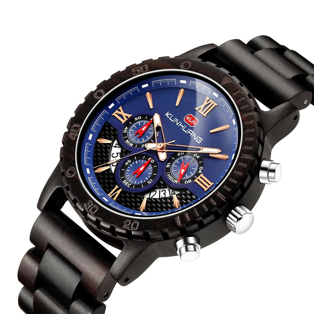 

Man Wrist Watch Motion More Function Sandalwood Wrist Watch Wooden creative Watches Wrist