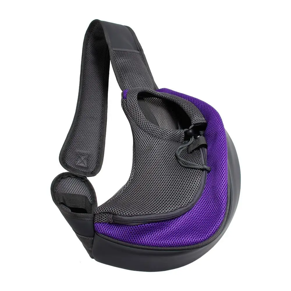 Дышащая переноска для собак, сумка для путешествий на открытом воздухе, сумка из сетки Оксфорд, сумка на одно плечо, удобная сумка для путешествий, сумка на плечо - Цвет: purple