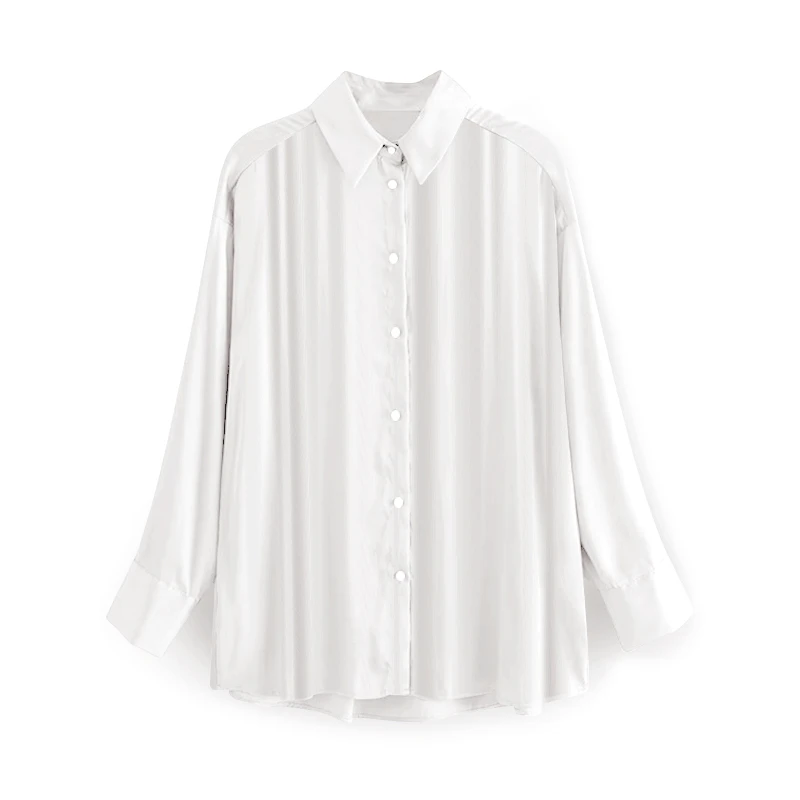 Женская блуза с длинным рукавом и топ, однотонная Офисная Женская рубашка с отложным воротником, элегантная повседневная Мягкая атласная блузка, рубашки