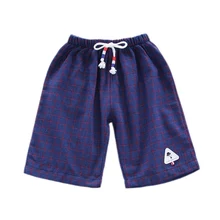 Шорты для маленьких мальчиков, брюки, клетчатые хлопковые шорты для мальчиков, летние детские клетчатые повседневные шорты с цветочным принтом для мальчиков, одежда