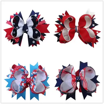 

10 PCS 5 inch Many choices of the American flag element bowknot DIY craft bowknot hairpin hair hair accessories exclusive 2