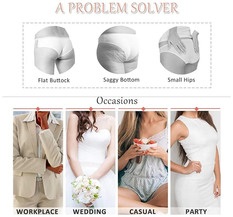 High Waist Plus Size Women Shapewear Control Panties Body Shaper Butt Lifter Padded Hip Enhancer Seamless Underwear With Hook