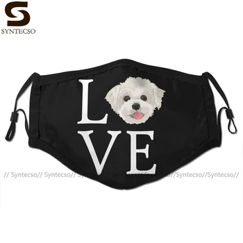 

Maltese Dog Mouth Face Mask I Love Maltese Dog Lover Cute Doggie Face Facial Mask Funny Kawai with 2 Filters for Adult
