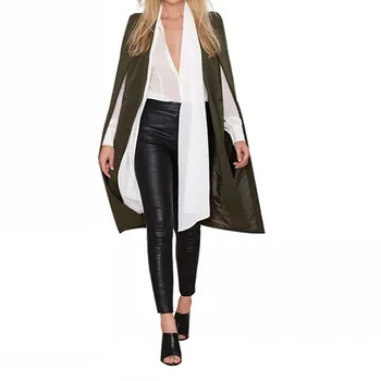 

Gothic Autumn Jacket Woman Sexy V-Neck Office Ladies Cloak Poncho Female Jacket Solid Long Cardigan Abrigos Mujer Invierno 2019