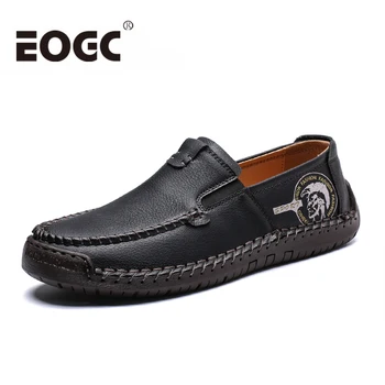

Plus Size 48 Comfortable Men Casual Shoes loafers Quality Split Leather Shoes Men Flats Handmade Moccasins Shoes Black Men shoes