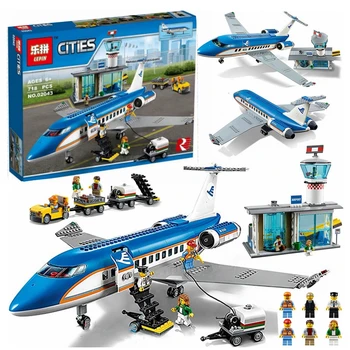 

New City Airport Passenger Terminal Blocks Compatible 60104 City Plane Lepinblock 02043 Building Blocks Toys For Children