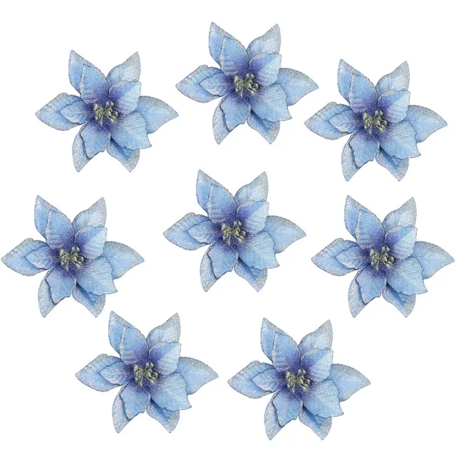 5/10Pcs 13cm Glitter Artificial Flowers For Christmas Tree Decoration DIY Christmas Ornaments Home Wedding Xmas Party Decoration F08