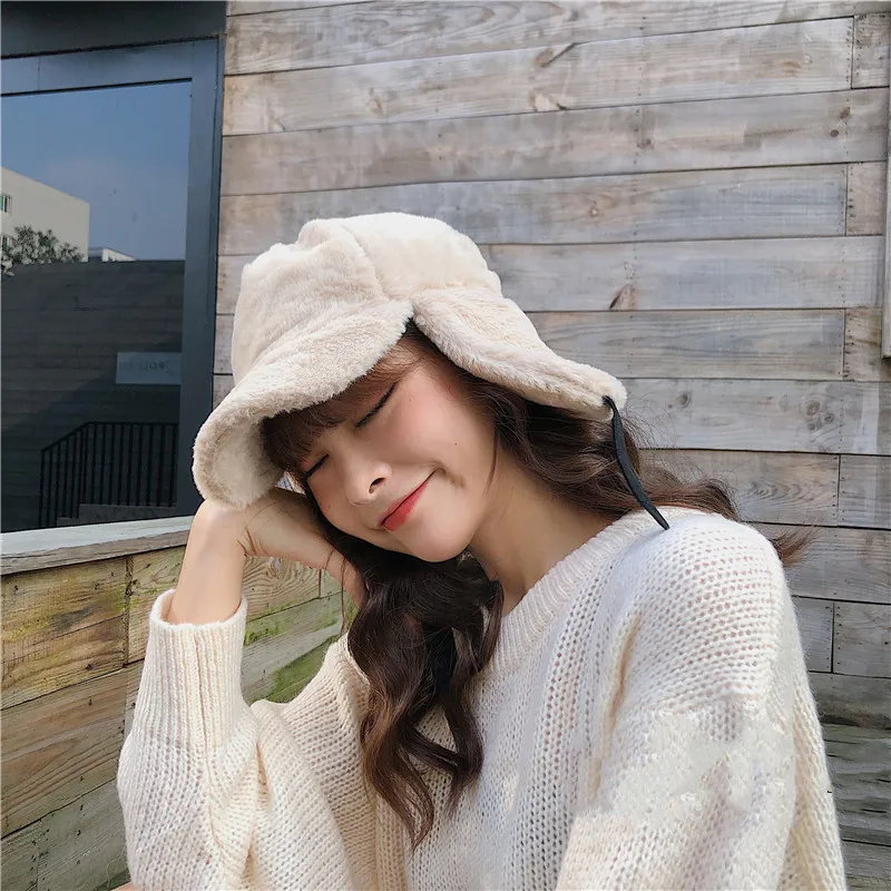 Female Autumn Bomber Hats Winter Warm Fur Hat Ski Cap Ear Guard Wool Baseball | Аксессуары для одежды