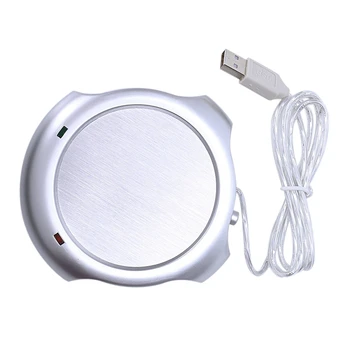 

USB Tea Cup Coffee Mug Warmer Heating mats with Hub 4 Port USB PC for Notebook, Silver