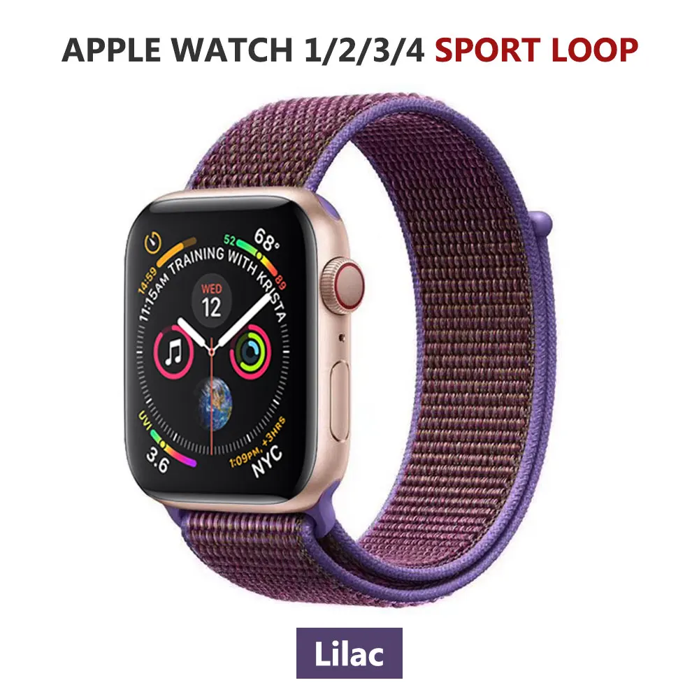 Спортивная петля нейлоновый ремешок для Apple Watch серии 5 40 мм 44 мм серия 4, браслет ремень нейлоновый тканый наручный ремешок для iWatch 38 42 - Цвет ремешка: Lilac
