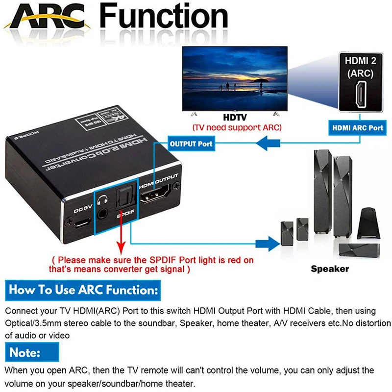 4K HDMI 2 0 аудио экстрактор 5 1 ARC сплиттер в оптический TOSLINK SPDIF|Кабели HDMI| |