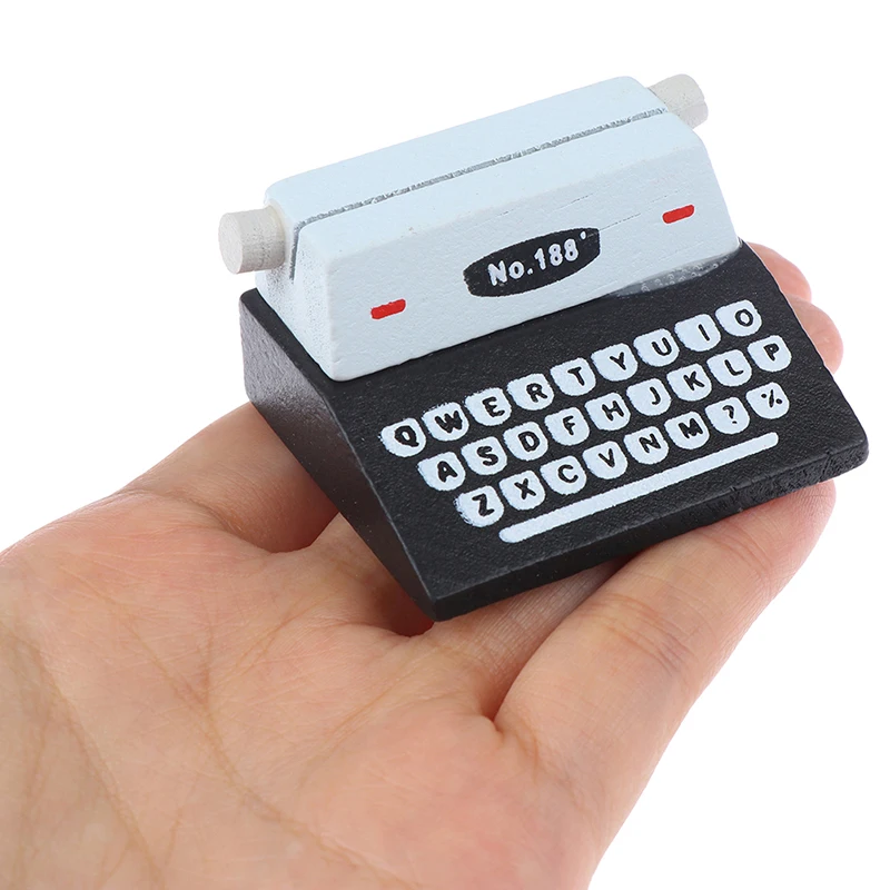 Lovely Typewriter Shaped Wooden Photo Picture Paper Clip Memo Card Note Holder 