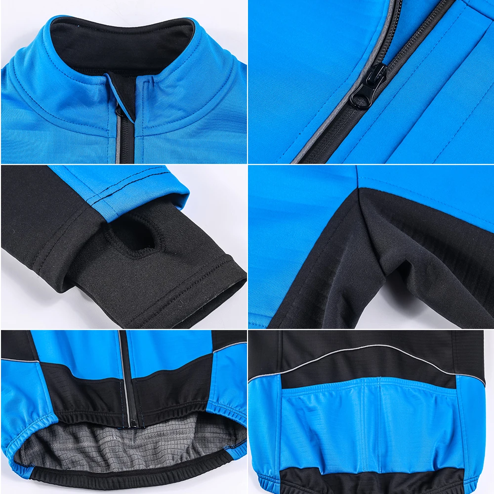 Lixada Men's Windproof Cycling Jacket Winter Thermal Polar Fleece Bike Bicycle Riding Running Clothing Sportswear Jacket Coat