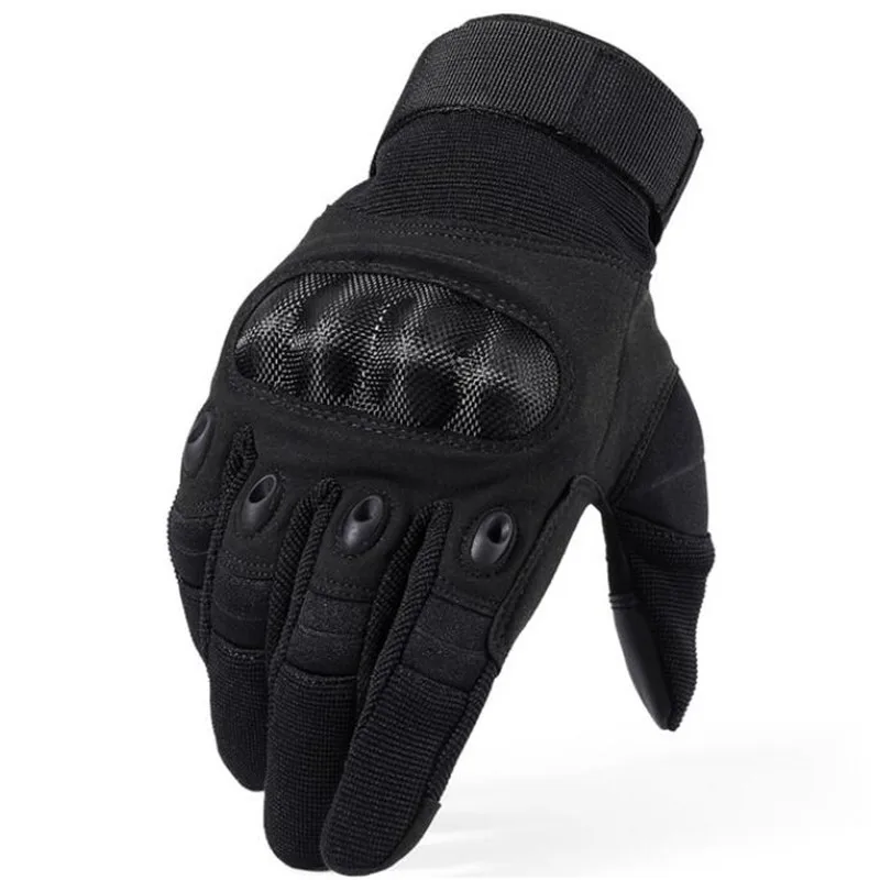 Новые брендовые тактические перчатки в стиле милитари Пейнтбол Airsoft съемки полиции жесткая защита пальцев перчатки полный палец перчатки для вождения Для мужчин - Цвет: Черный
