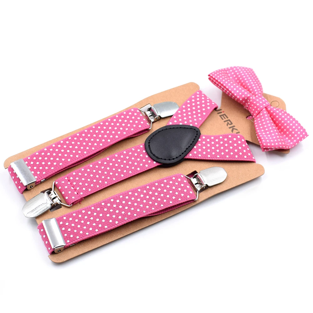 Bow Ties Kids Baby Boy Girls Suspender and Bow Tie Sets Children Formal Party Polka Dot 2Pcs Combo Set Lot