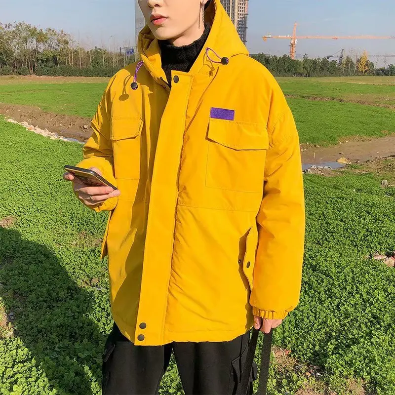 Winter New Style Korean-style Trend Hooded Bread Cotton Clothes Workwear Thick Students Short Men's Handsome Coat Men's
