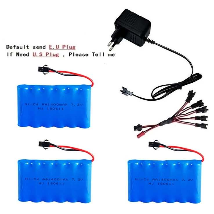 SM Plug) Ni-CD 7,2 v 1400mah батарея+ 7,2 v зарядное устройство для радиоуправляемого игрушечного автомобиля Танк Поезд Робот Лодка пистолет 5* AA 7,2 v перезаряжаемый аккумулятор - Цвет: розовато-Серый