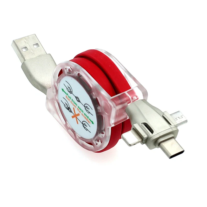 Red 3 в 1, 3 в 1, USB кабель для мобильного телефона, Micro usb type-C, зарядный кабель для iPhone, SAMSUNG, XIAOMI, HUAWEI, зарядный кабель, шнур - Цвет: Red